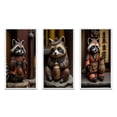 thumbnail image 2 of Designart "Happy Tanuki in Terracotta Tone I" Animals Raccoon Framed Wall Art Set Of 3 - Brown Raccoon Frame Gallery Set For Office Decor, 2 of 6