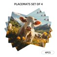 thumbnail image 3 of Placemats Set of 4 / 6, Sunflower Cow Pasture Placemats for Dining Table Indoor/Outdoors Heat Resistant Washable Placemats 18" x 12", 3 of 8