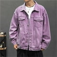 thumbnail image 5 of Men Fashion Casual Jackets Outdoor Fall/Winter Single Button Denim Long Sleeve Resort Vintage Shirt Lapel Solid Color Classic Coat Dailywear Comfy Loose Overcoat, 5 of 5