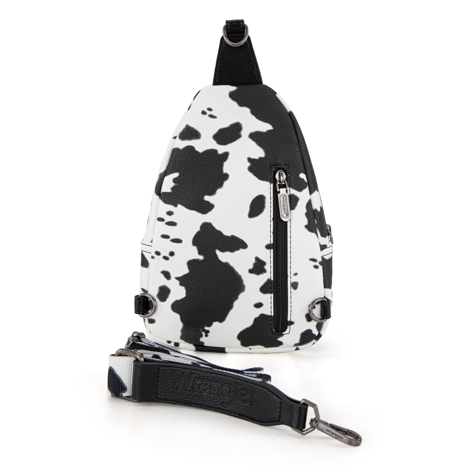 Wrangler Small Crossbody Sling Bags for Women Fanny Packs Chest Bag for Travel Gift, Cow-Black