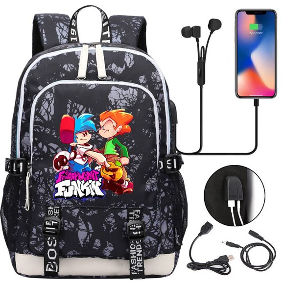 Chaud Vendredi Soir Funkin Sacs d'École pour Adolescent USB Charge Ordinateur Portable Sac à Dos Garçons Filles Étudiant Livre Sac Mochila Sac de Voyage