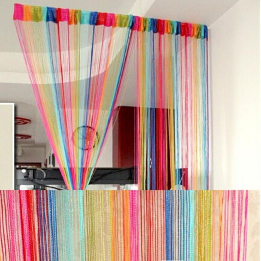 Rainbow Colorful Tassel Door Curtains Hanging Wall Panel Room Divider Home Decor 
