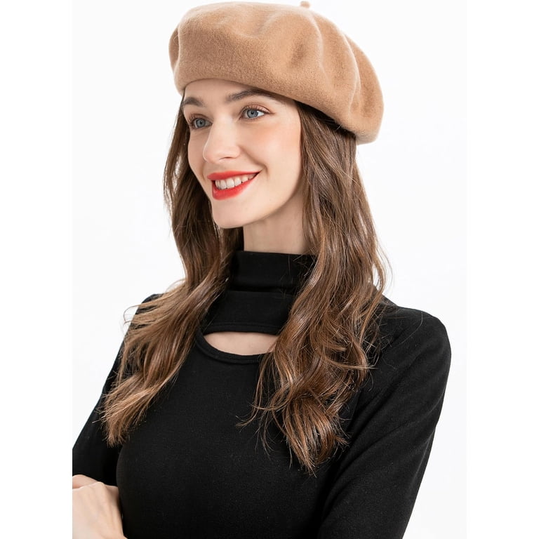 1Pcs Wool French Beret Hat Solid Color Beret Cap for Women  display picture 3