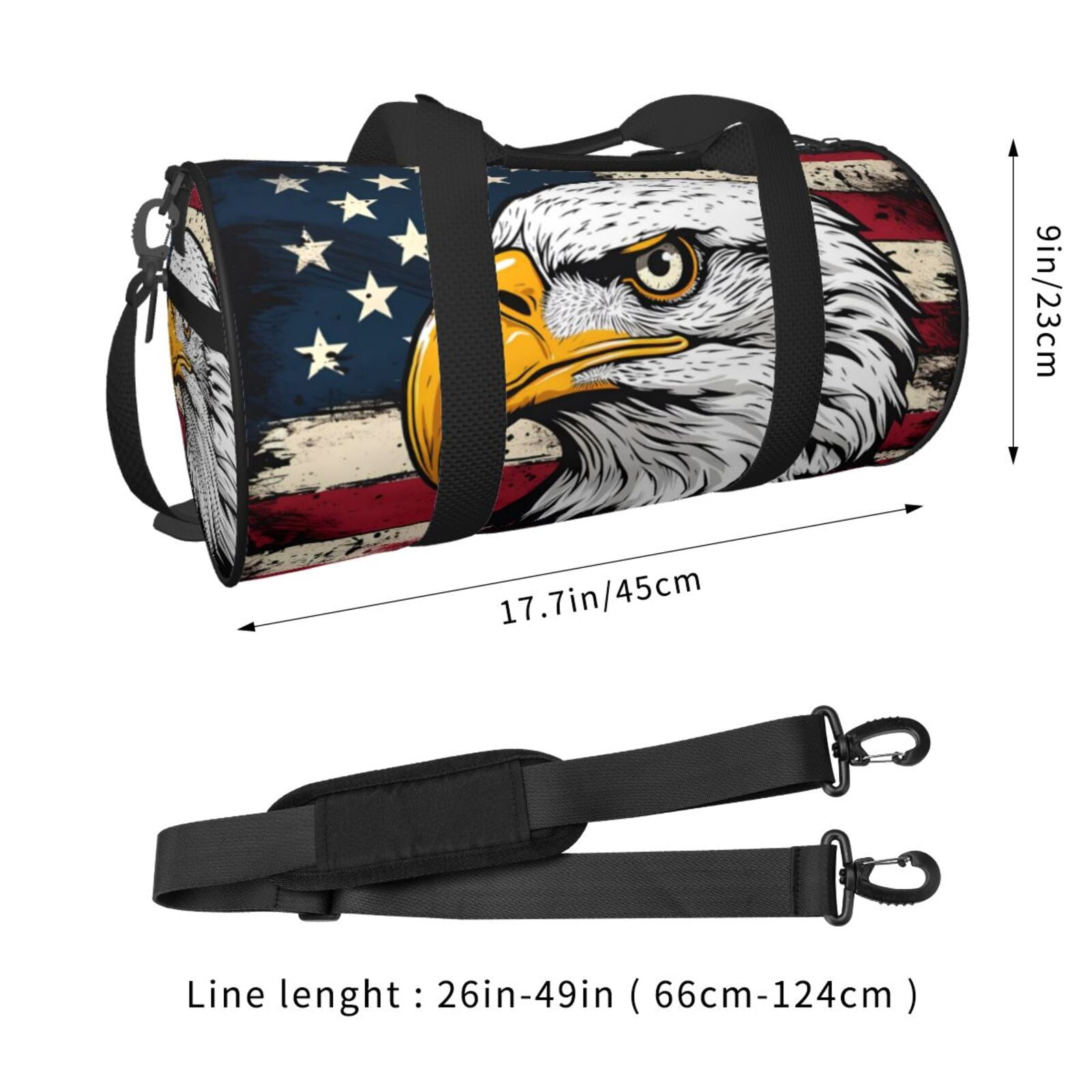 Defioc American Bald Eagle for Travel Duffle Bag,Weekender Bag Carry On Tote Bags Hospital Bag Large Capacity Sport Gym Bag for Men Women Fit for Trave, Gym,Weekend