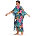 thumbnail image 3 of DISNIMO Kaftan Dresses for Women Monstera Hibiscus Print Plus Size V-neck Beach Cover Up Batwing Sleeve Caftan Dress Long Summer Beach Dress Swimsuit Coverup, 3 of 6