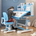 thumbnail image 3 of Kids Functional Desk and Chair Set, Ergonomic Height Adjustable Children School Study Desk with Tilt Desktop, Book Stand, Bookshelf, Metal Hook and Storage Drawer for Boys Girls 3-18 Years Old, 3 of 7