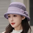 thumbnail image 3 of HJYCHN Elegant Women's Wide Brim Sun Hat for Wedding Tea Party Summer Outdoor Occasions Light Purple M, 3 of 4