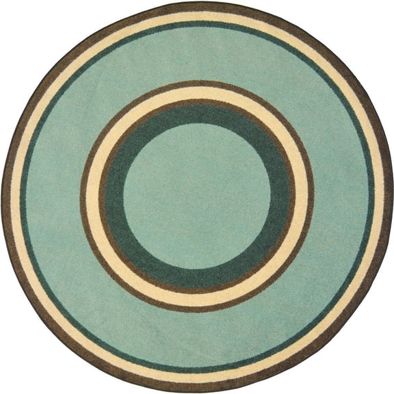 Joy Carpets Kid Essentials Ripples 5'4" Round Area Rug in Color Woodland