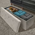 thumbnail image 3 of Sorbus Collapsible/Foldable Faux Suede Storage Bench Chest/Ottoman with Cover- Beige, 3 of 7