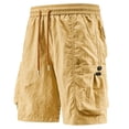 thumbnail image 4 of Beach Shorts for Men Summer Casual Elastic Waist Straight Leg Loose Fit Knee Length Cargo Shorts with Pockets, 4 of 6