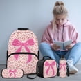 thumbnail image 2 of Bulopur Pink Leopard Bow Kids Backpack Set 4 Pcs Trendy Girly Book Bag with Lunch Bag, Pencil Case and Water Bottle Cover for 6-12 Years Old Elementary Girls, 2 of 8
