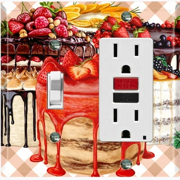 Metal Light Switch Plate Cover Elegant Chocolate Cake Desserts CAK012