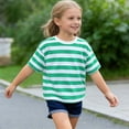 thumbnail image 5 of Fnooota Boys Cotton T-shirts, Stripe Casual Crew Neck Short Sleeve Kids Tees Mint Green Size 14, 5 of 5