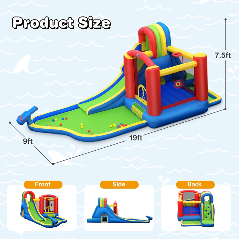 Aimee Lii Inflatable Kid Bounce House Slide Climbing Splash Park Pool Jumping Castle without Blower, Playhouse for Kids Outdoor