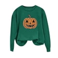 thumbnail image 4 of Fnooota Womens Halloween Sweatshirts, Fashion Rhinestone Graphic Long Sleeve Pullover Halloween Tops Army Green Size 2XL, 4 of 5