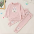 thumbnail image 2 of MIASHUI Baby Easter Rabbit Embroidered Pullover Pants Two Piece Set,Pink,12-18 Months, 2 of 8