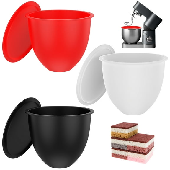 3Pcs Silicone Stand Mixer Bowl Liners for Tilt Head 5 Qt Silicone Liners with Sponge Wipe for Kitchen Bowl Replacement Mixers Silicone Bowl Liner Dishwasher and Microwave Safe