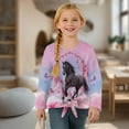 thumbnail image 3 of Garronmavis Black Horse Girls Long Sleeve T-Shirts 9-10 Loose Roses Kids Tie Front Long Sleeve Tees Top Lightweight Crewneck Pullover Blouse Versatile Fall Winter Athletic T-Shirts, 3 of 7