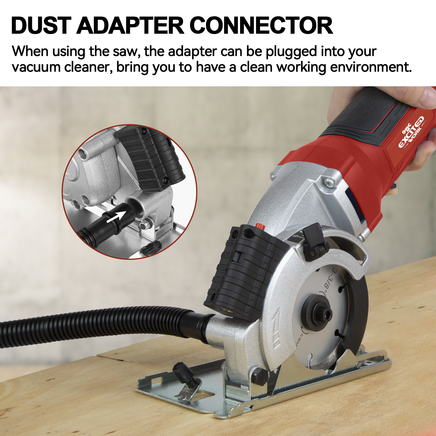 EXCITED WORK, 4.5Amps 3-3/8 in Electric Circular Laser Guided Power Saw, 6500 RPM