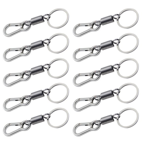KONTONTY 10Pcs Keyring Chain for Bags and Backpacks in Circular Shape Silver 3.9x1.2x0.3In
