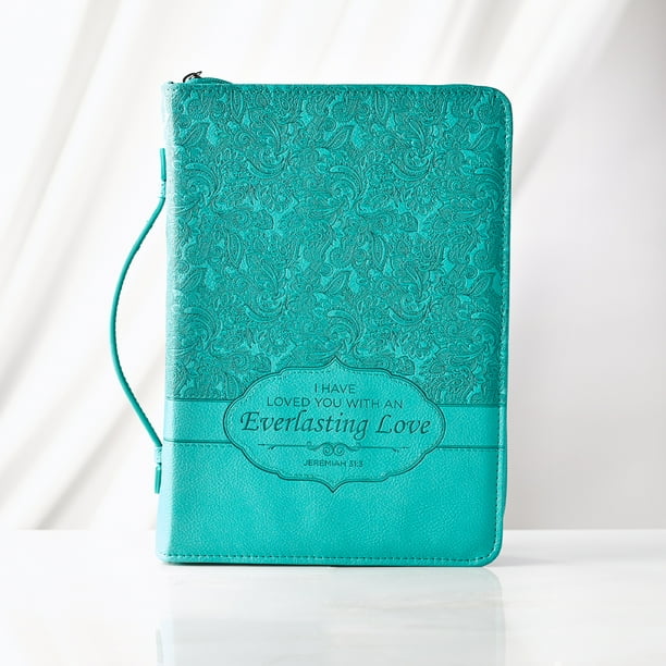 Turquoise Faux Leather Bible Cover for Women Everlasting Love, Jeremiah