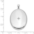 thumbnail image 2 of 925 Sterling Silver Holds 2 photos and Diamond Polished 34mm Oval Locket Locket Necklace for Women, 2 of 2