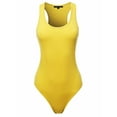 thumbnail image 2 of A2Y Women's Fashion Basic Premium Cotton Racerback Tank Body Suit Yellow S, 2 of 5