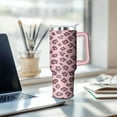 thumbnail image 5 of 40oz Tumbler with Handle and Straw, Stainless Steel Insulated Travel Mug, Leak Proof Lid Straw Cover, Reusable Cold Hot Drinkware for Adults, Dishwasher Safe Coffee Cup, Leopard Print, 5 of 6