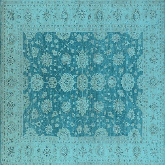Ahgly Company Indoor Square Oriental Light Blue Traditional Area Rugs, 6' Square