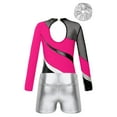 thumbnail image 6 of YONGHS Kids Girls Rhinestone Gymnastic Dance Leotard Tumbling Bodysuit with Shorts Scrunchies Set Hot Pink 10, 6 of 7