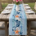 thumbnail image 4 of Summer Ocean Table Runner 70 Inches, Coastal Shells Starfish Coral Conch Wooden Blue Bed Runner Dresser Scarves Tabletop for Indoor Outdoor Parties/Ceremony/Banquet, 13" x 70", 4 of 9