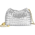 thumbnail image 1 of Joryin Mujeres Bolsos De Mano Tipo Vagabundo Cuero Tejido-Plata, 1 of 3