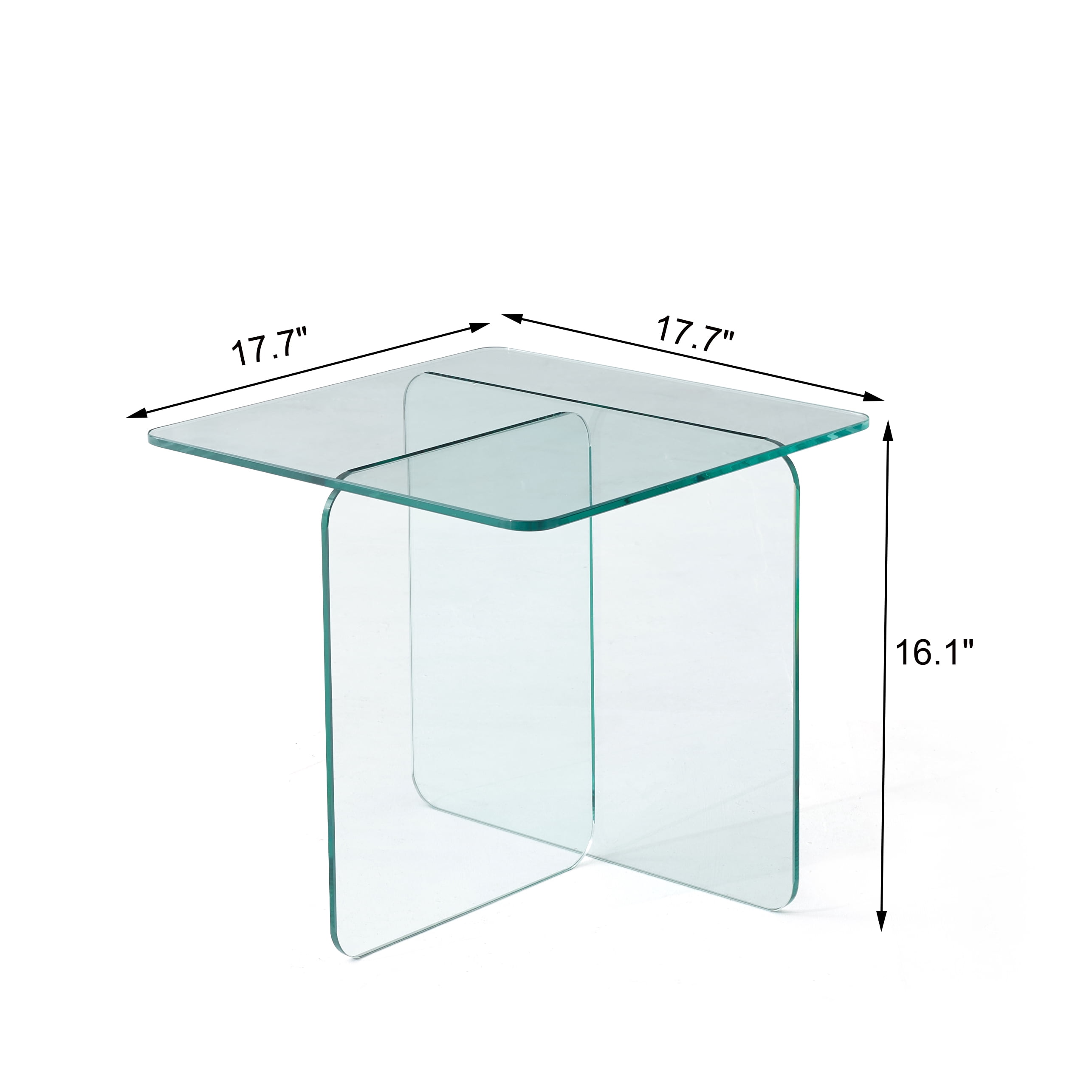 MAYEERTY Tempered Clear Glass SideTable, Small Tea Table, Night Stand Tempered Glass