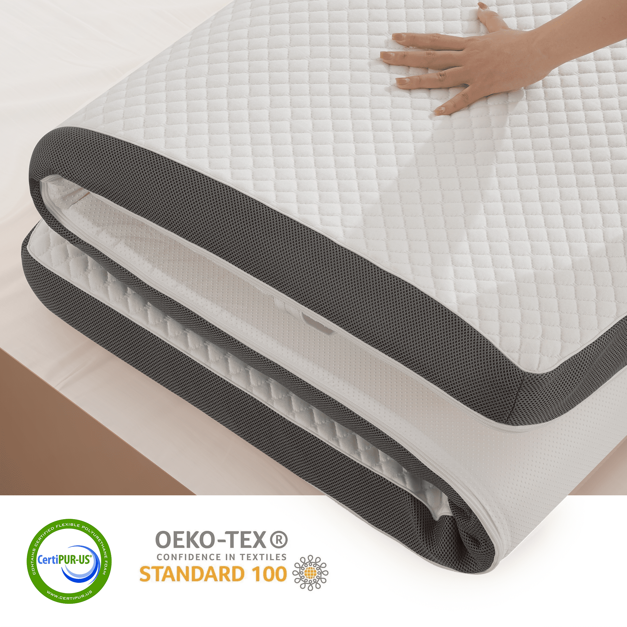 MARNUR 3 Inch Gel Memory Foam Mattress Topper Queen Size, Cooling & Pressure Relief Breathable Cover, CertiPUR-US Certified, 60"×80"