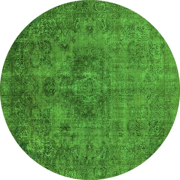 Ahgly Company Indoor Round Oriental Green Industrial Area Rugs, 8' Round