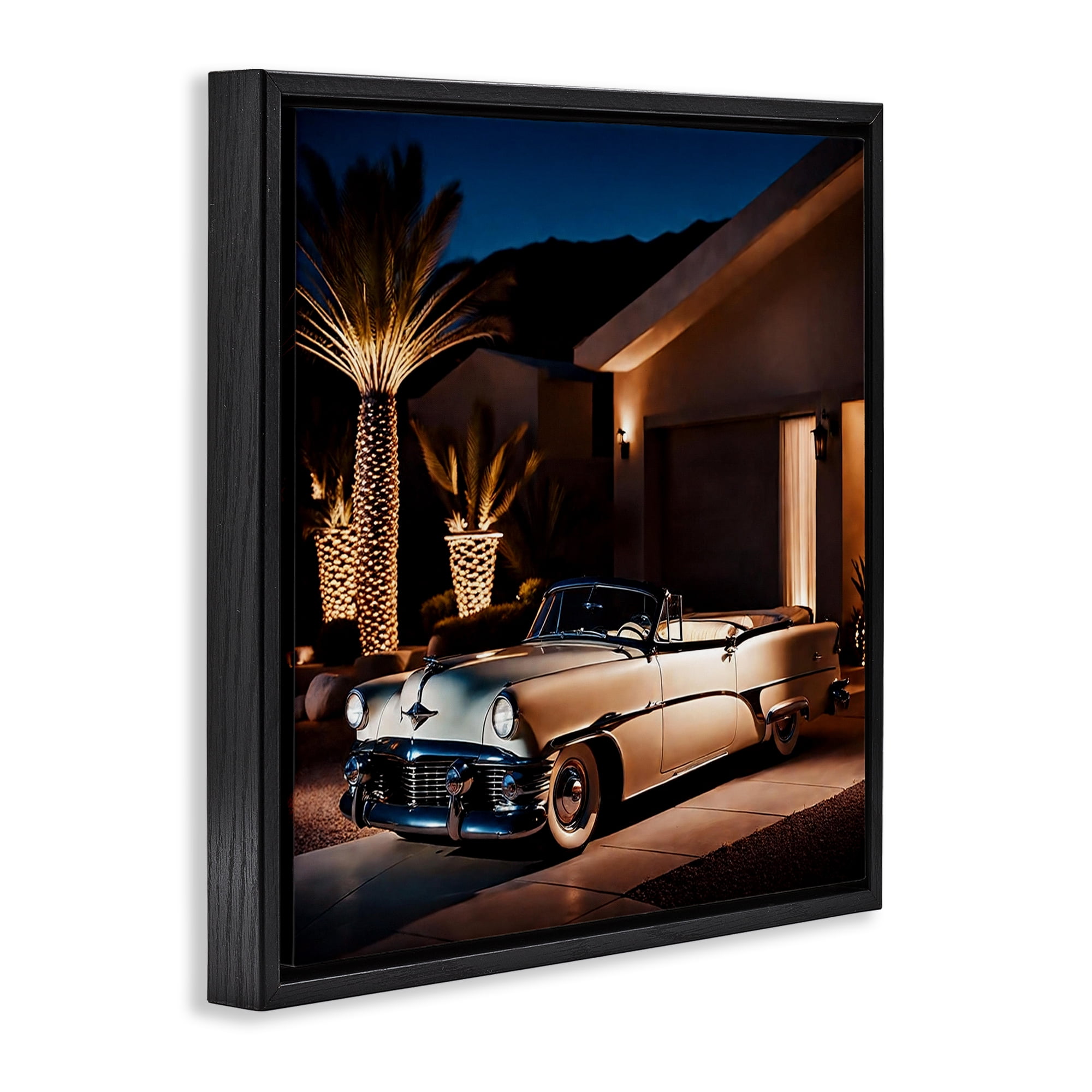 Stupell Industries Miami Wheels Classic Car Transportation Painting Black Floater Framed Canvas Art Print Wall Art, 25 x 25