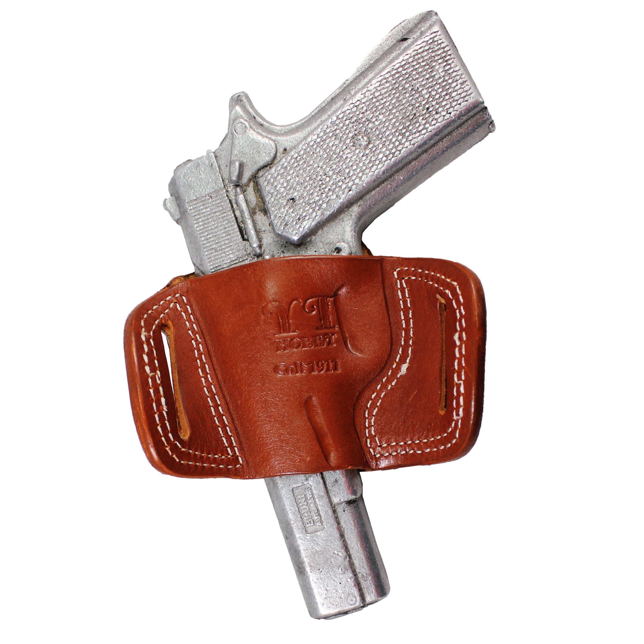 Handmade Fast Draw Outside The Waist Band OWB Carry Leather Gun Holster (Brown - Right Hand, All 1911 Models)
