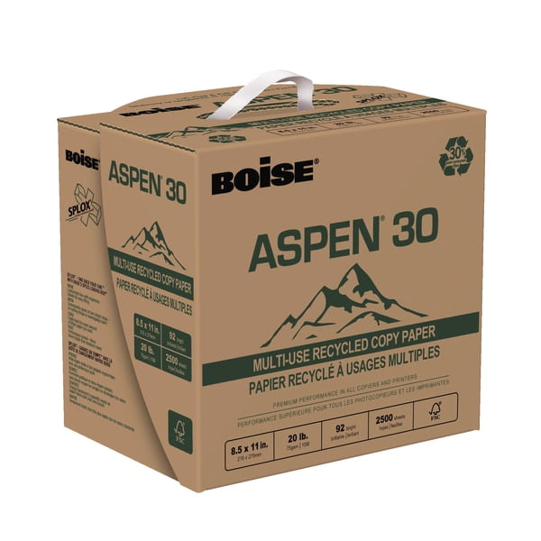 BOISE ASPEN 30 Recycled MultiUse Copy Paper, 8.5" x 11" Letter, SPLOX