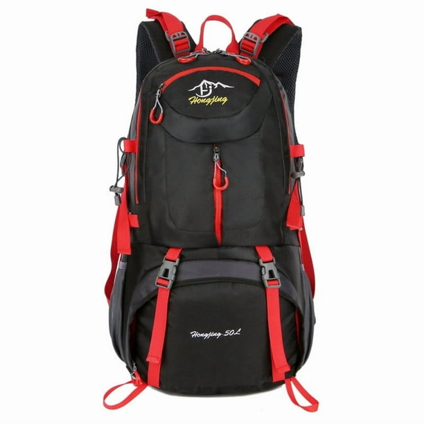 50L Negra Mochila Multifuncional para Montañismo Verano Impermeable Al Aire Libre Mochila para Excursionismo