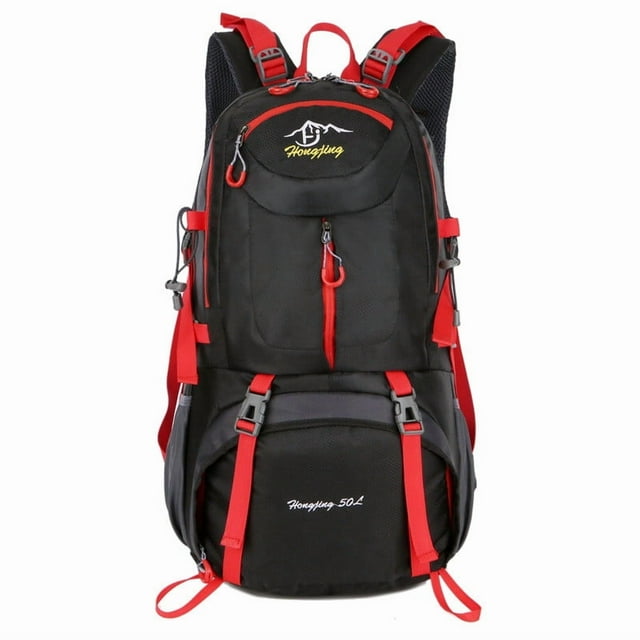 50L Negra Mochila Multifuncional para Montañismo Verano Impermeable Al Aire Libre Mochila para Excursionismo