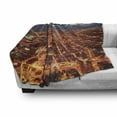thumbnail image 3 of City Soft Flannel Fleece Throw Blanket, Chicago Downtown Skyline Aerial Panorama View at Dusk with Skyscrapers, Cozy Plush for Indoor and Outdoor Use, 50" x 60", Orange Dark Orange Blue, by Ambesonne, 3 of 6
