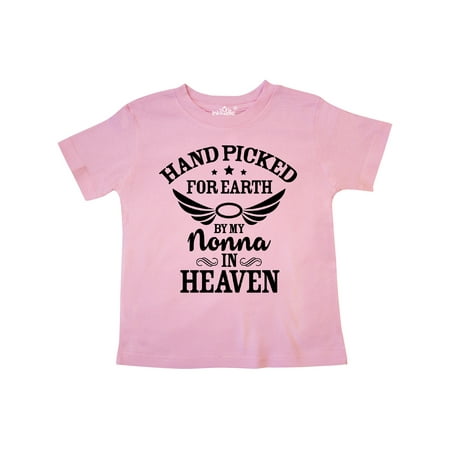 

Inktastic Handpicked for Earth By My Nonna in Heaven with Angel Wings Gift Toddler Boy or Toddler Girl T-Shirt