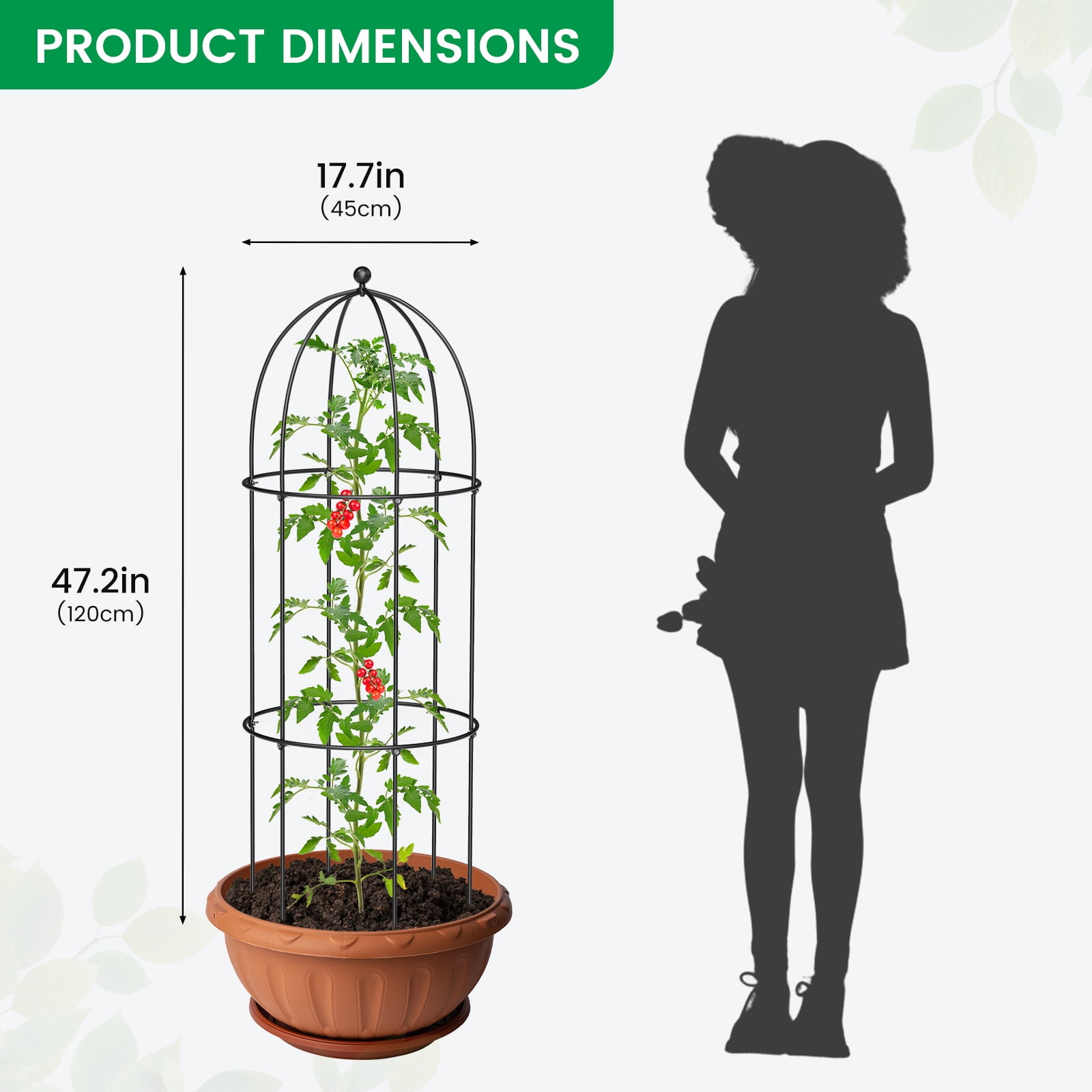 MOPHOTO XL Garden Trellis for Climbing Plants Outdoor, Tomato Cage Metal Obelisk Trellis Plant Trellis for Potted Plant, Flower Trellises Plant Cages Peony Cages Plant Support (Black, 3 Pack)
