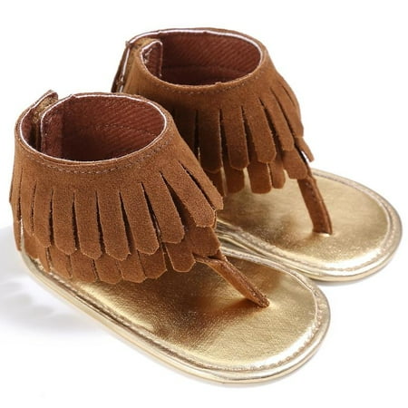 

Infant Baby Girls Tassel Sandal Summer Shoes Anti-slip Newborn Prewalker Tassel Casual Baby Soft-soled Sandal Child Girls Casual High Quality Kids Shoes Brown 12-18 M