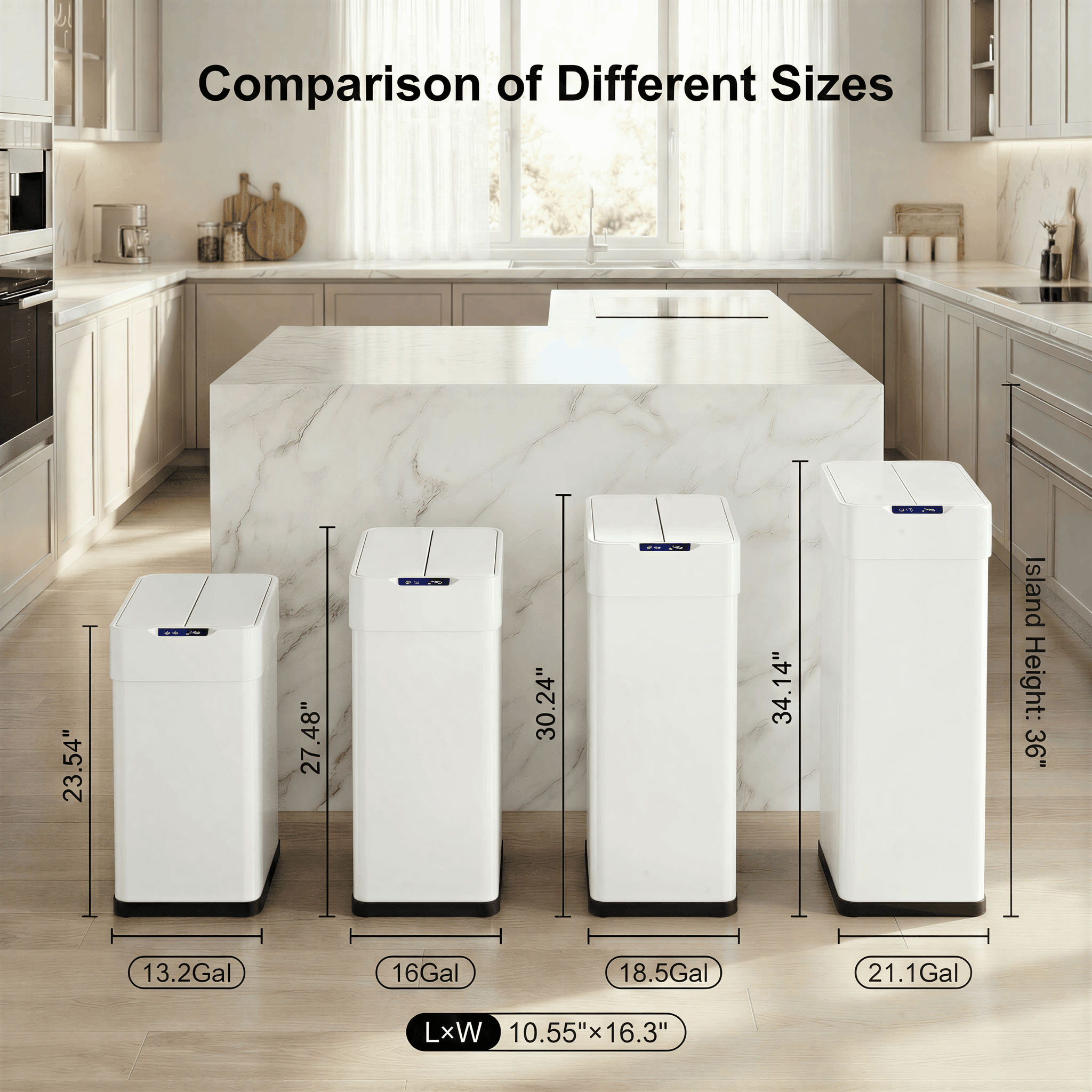 TLSUNNY 21.1 Gal Butterfly Lid Sensor Trash Can, Stainless Steel Automatic Garbage Bin for Kitchen/Bathroom