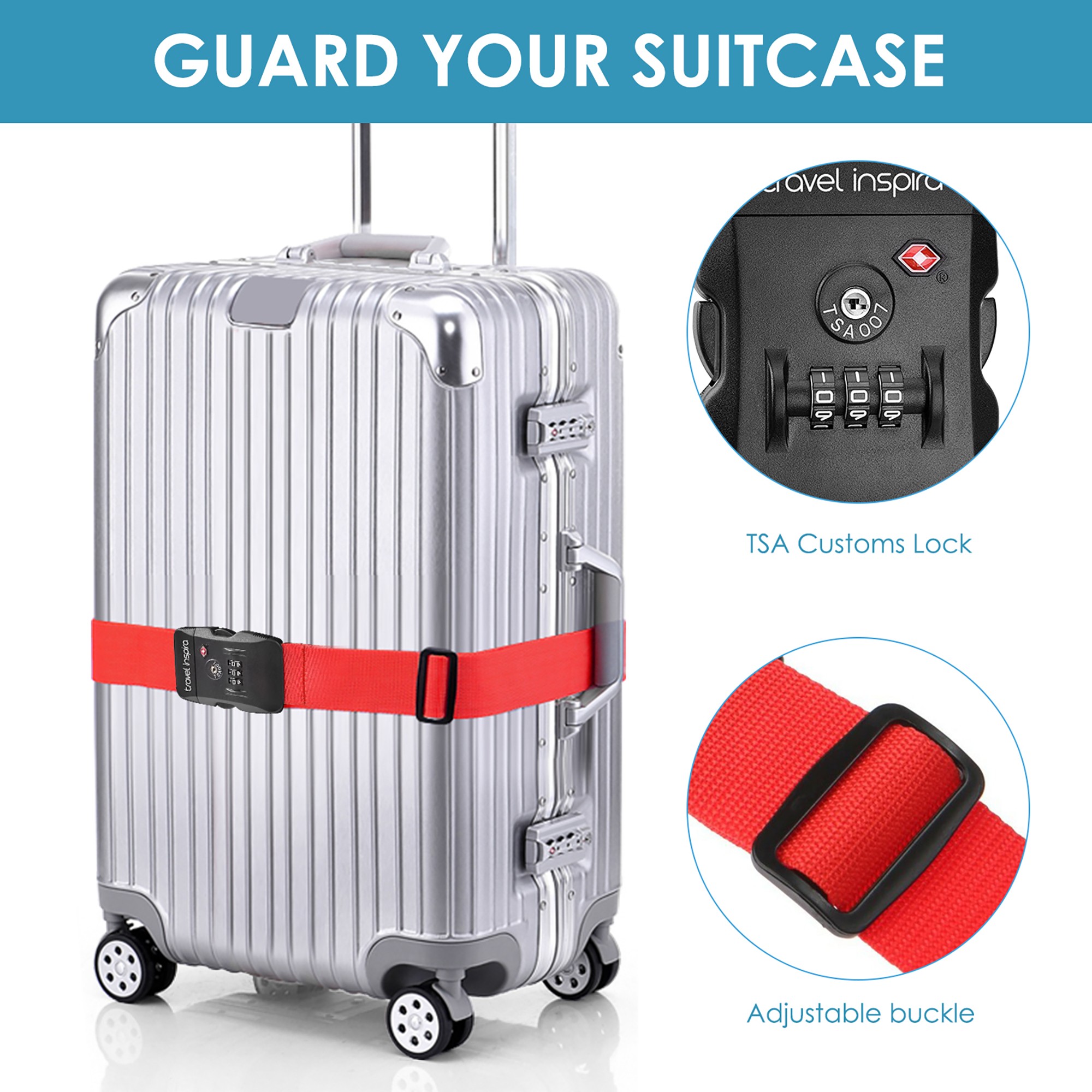 Travel Inspira TSA Luggage Strap Red photo 5