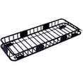 thumbnail image 6 of 64 Inch Universal Steel Rooftop Cargo Carrier Basket Heavy Duty Roof Rack for SUV Truck Jeep Overlanding Camping Gear Hauling Travel Off Road Black with Wind Fairing Tie Down Straps Easy Install, 6 of 20
