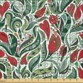 thumbnail image 2 of Ambesonne Retro Fabric by the Yard Microfiber, Colored Boho Flowers Leaf, 1 Yard, Grey and Hot Pink, 2 of 2