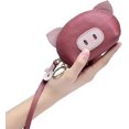 thumbnail image 3 of Cartera de mano para mujer, cartera pequeña compacta de primera capa de cuero de vaca, monedero con forma de cerdo de dibujos animados creativos y bonitos, cremallera, 3 of 5