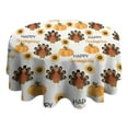 thumbnail image 4 of Happy Thanksgiving Turkey Fall Pumpkin Round Tablecloth 60" X 60",Wrinkle Wipeable Table Cloth for Kitchen Dining Room Picnic Patio Party, 4 of 6